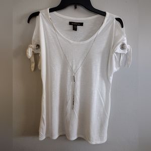 Women's Medium white cold shoulder blouse